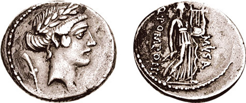 pomponia roman coin denarius